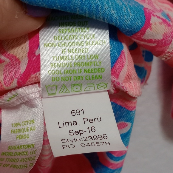 Lilly Pulitzer Girls 3/4 Sleeve Floral Coral Tunic Top size XL (12-14) - Picture 4 of 9